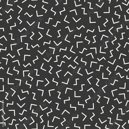 Retro memphis geometric line shapes seamless patterns. Hipster fashion 80-90s. Abstract jumble textures. Black and white. Zigzag lines. Memphis style for printing, website, fabric design, poster.