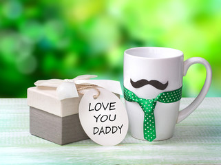 Fathers day icon.Morning coffee greeting card.
