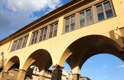 Vasari Corridor over old bridge in Florence Italy photo