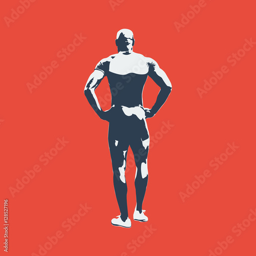 Standing athlete, abstract vector silhouette