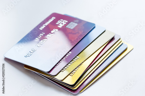credit cards - concept mortgage on white background