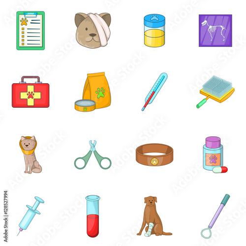 Veterinary clinic icons set. Cartoon illustration of 16 veterinary clinic vector icons for web