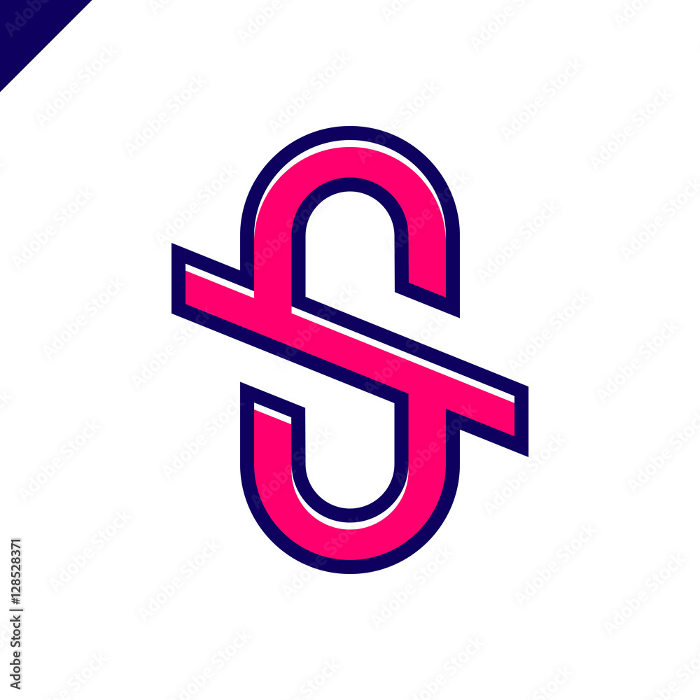 Abstract letter S vector logo with horizontal line Abstract letter S vector logo with horizontal line