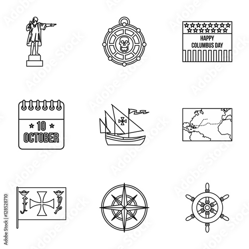 Search of mainland icons set. Outline illustration of 9 search of mainland vector icons for web
