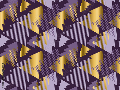 Christmas tree seamless modern pattern. Rich violet color backgr