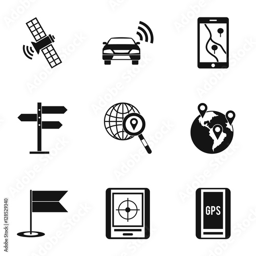 Search territory icons set. Simple illustration of 9 search territory vector icons for web