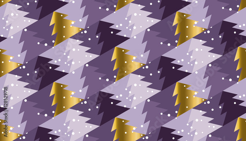Violet purple color background with Christmas tree and snow. Win
