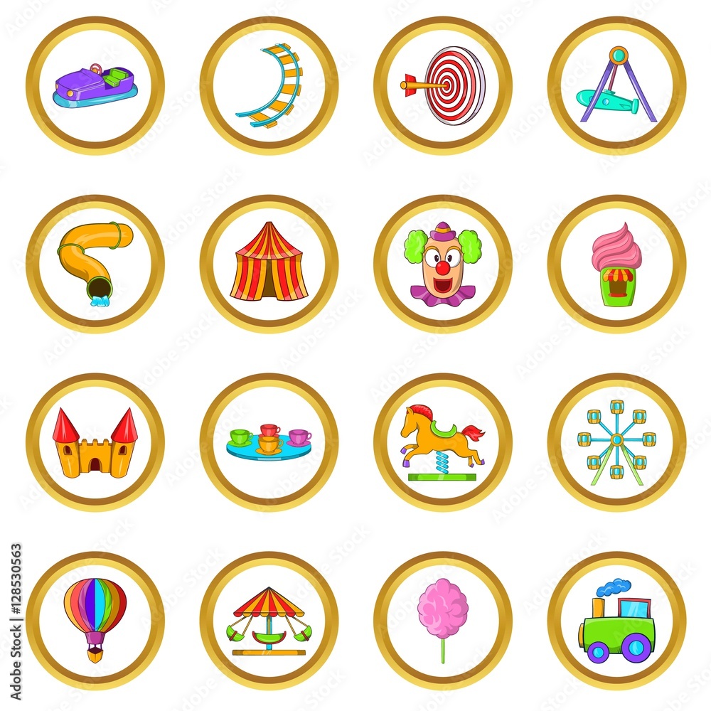 Amusement Park vector set in cartoon style isolated on white background Amusement Park vector set in cartoon style isolated on white background