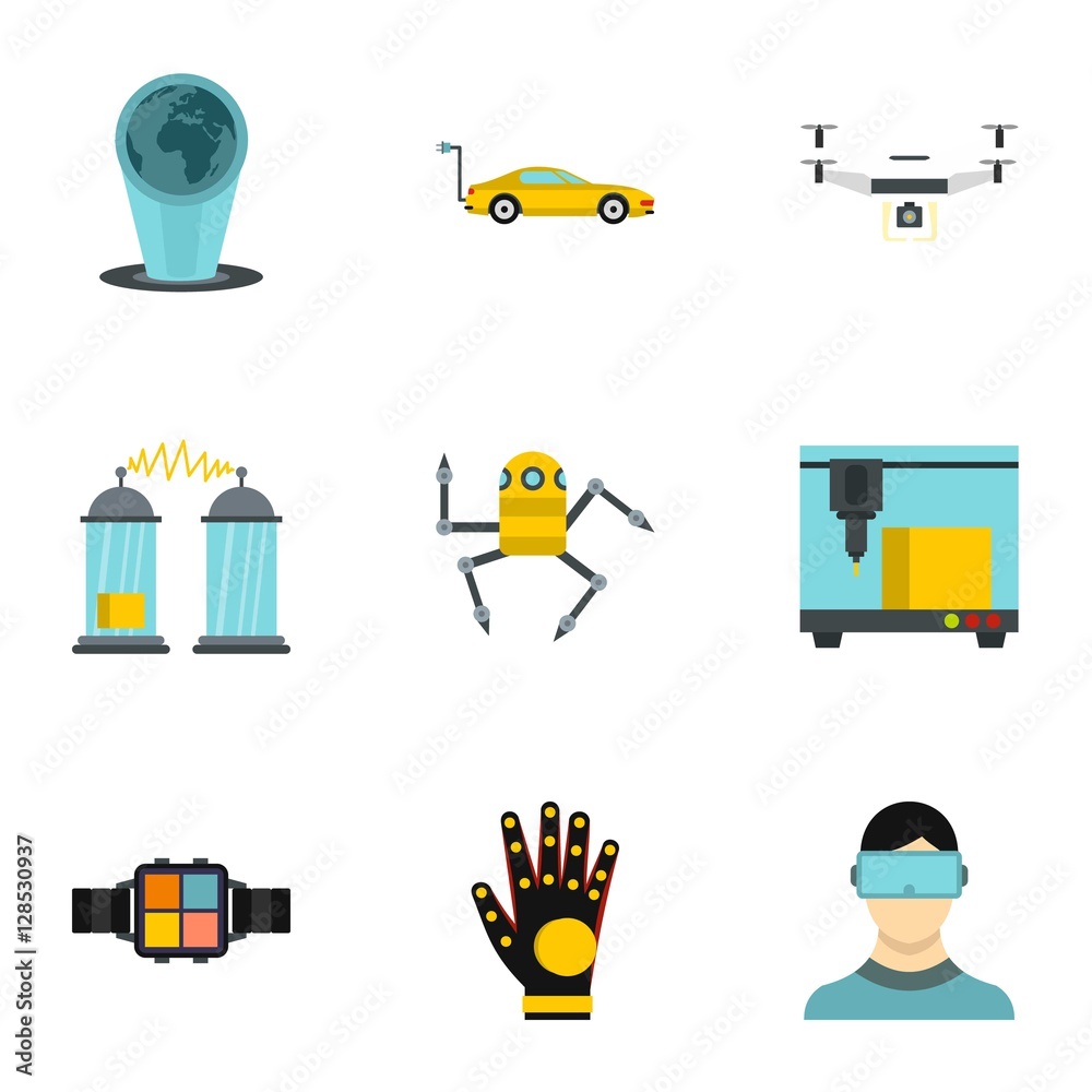Innovative device icons set. Flat illustration of 9 innovative device vector icons for web Innovative device icons set. Flat illustration of 9 innovative device vector icons for web