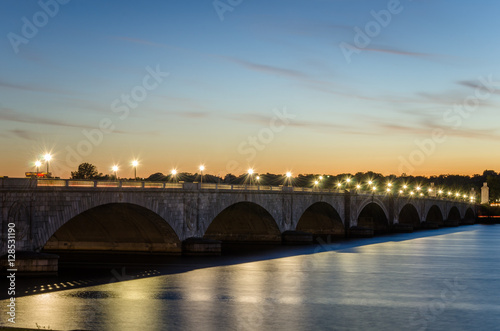 Sunset over Memorial Bridge in Washington DC
