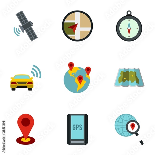 Search territory icons set. Flat illustration of 9 search territory vector icons for web