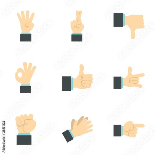 Gesture icons set. Flat illustration of 9 gesture vector icons for web