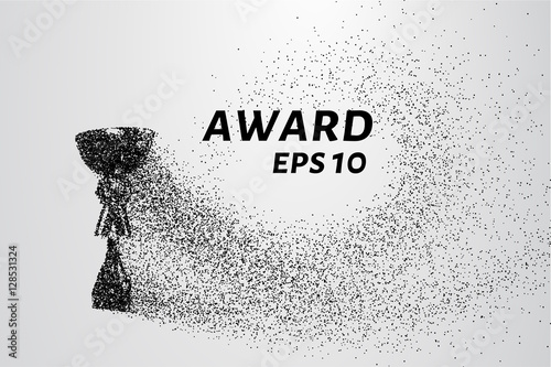 The award of the particles. Sports trophy consists of circles and points. Vector illustration