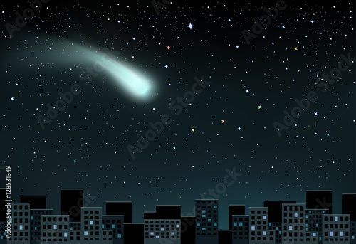 comet falls over the city