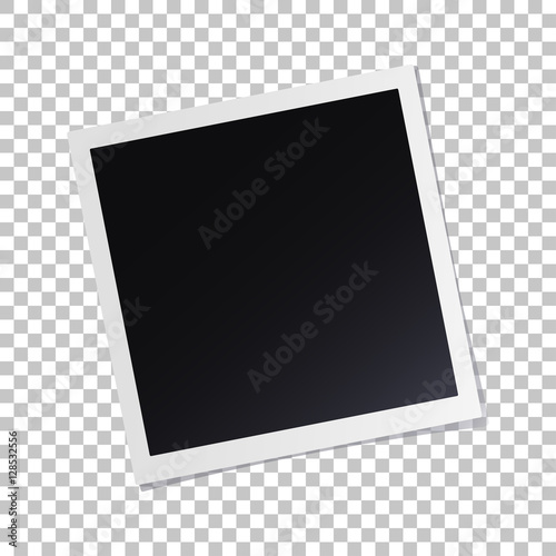 Photo frame with shadow on isolate background with a slope to the left, vector template for your stylish photos or images, EPS10