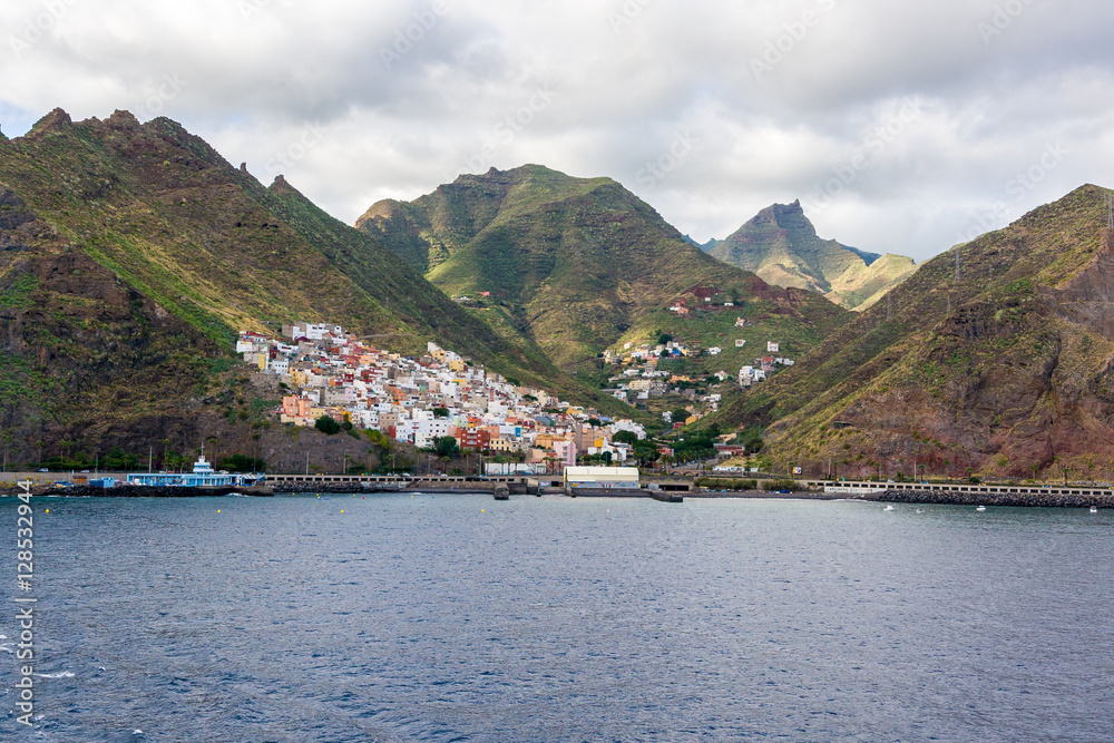 scenic landscape of tenerife from ferry line