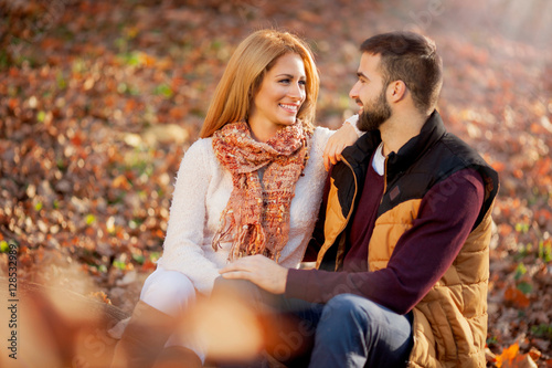 romantic young couple in love.autumn park,forest © V&P Photo Studio