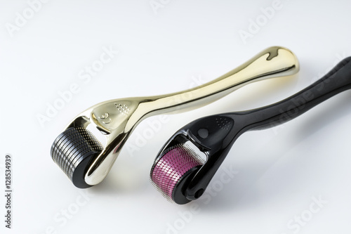 Two derma rollers for medical micro needling therapy. Tool also known as: Derma roller, mesoroller, meso-roller, mesopen.