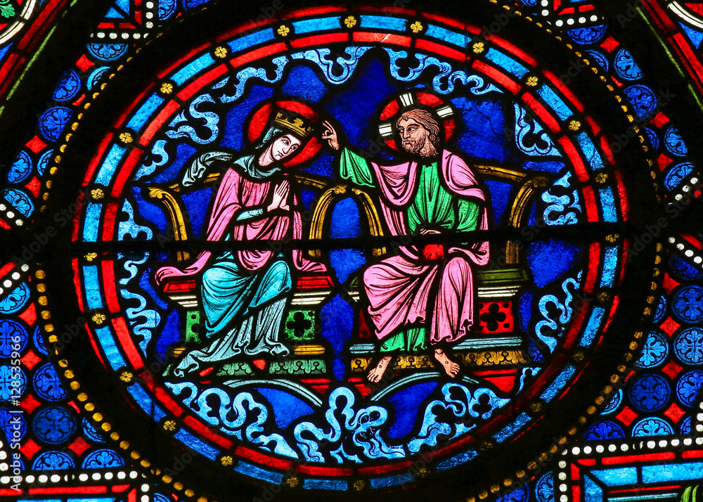 Stained Glass - Jesus and Mary in Heaven