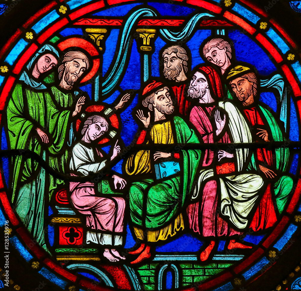 Stained Glass - Christ in the Temple in Jerusalem