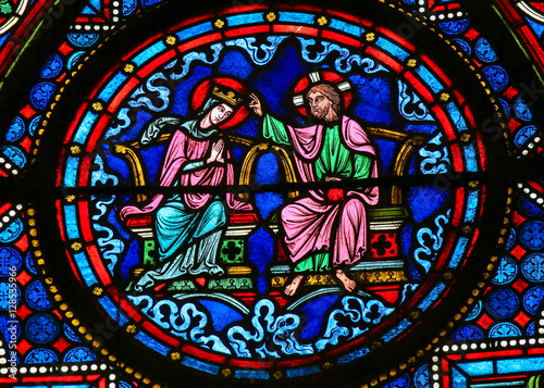 Stained Glass - Jesus and Mary in Heaven