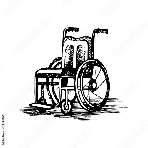 Wheelchair  sketch illustration.