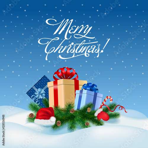 Merry Christmas gift box vector. Winter holiday
