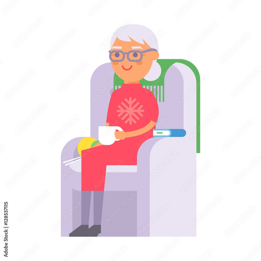 Granny portrait vector illustration.