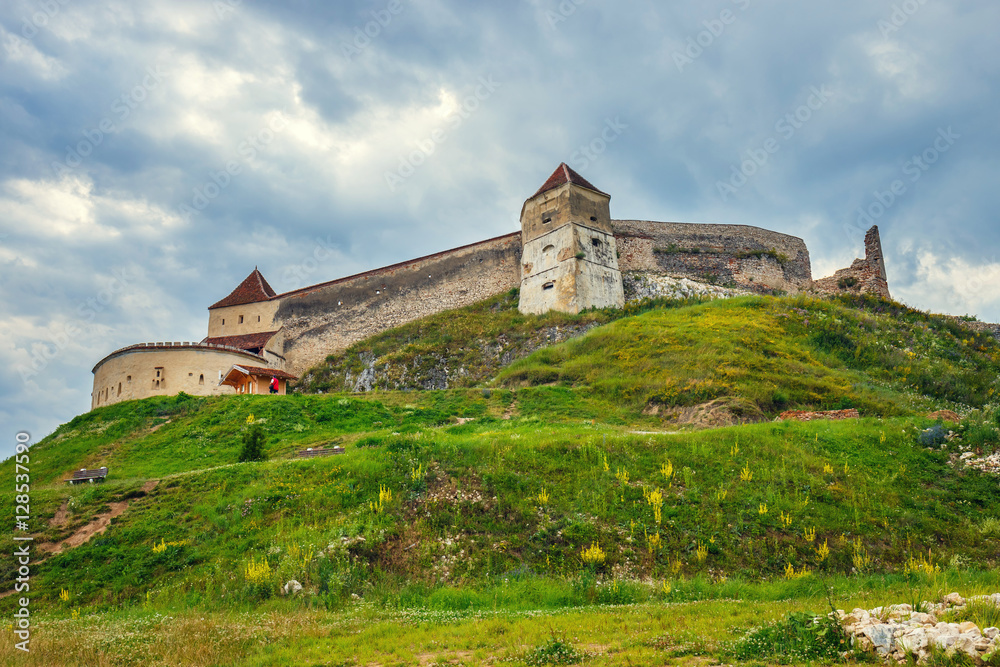 Medieval castle in Rasnov, Romania. Fortress was built between 1211 and 1225