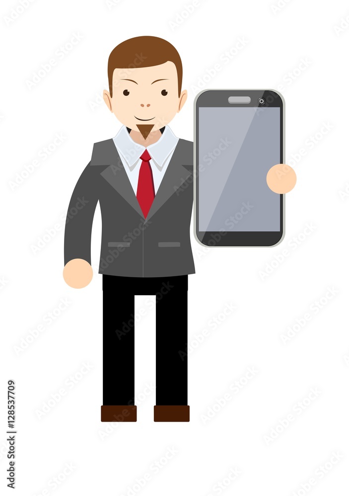 businessman showing a blank smart phone screen businessman showing a blank smart phone screen
