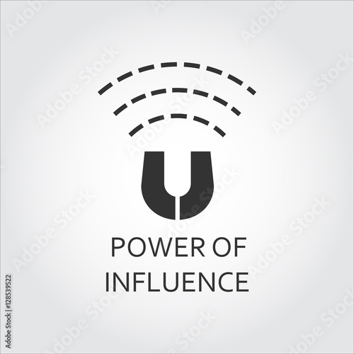 Black flat vector icon power of influence as magnet