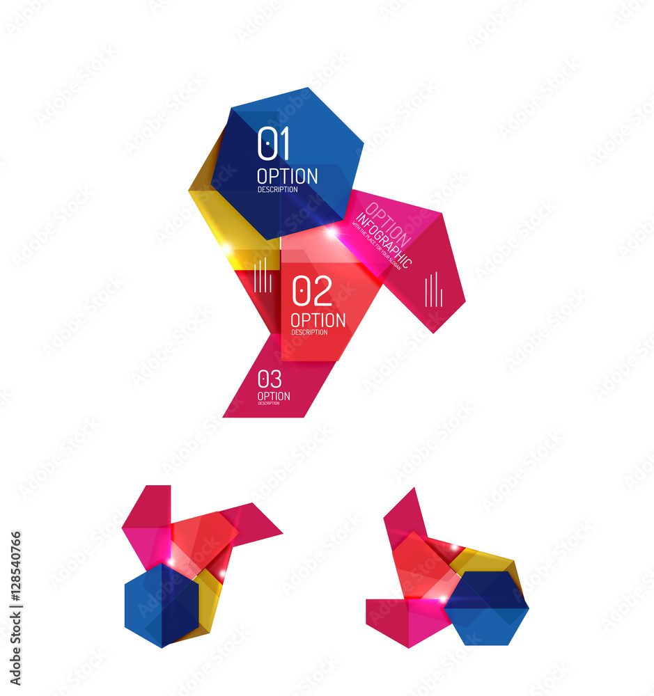 Set of abstract geometric paper graphic layouts Set of abstract geometric paper graphic layouts