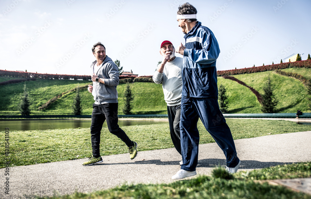 Senior people running in the park
