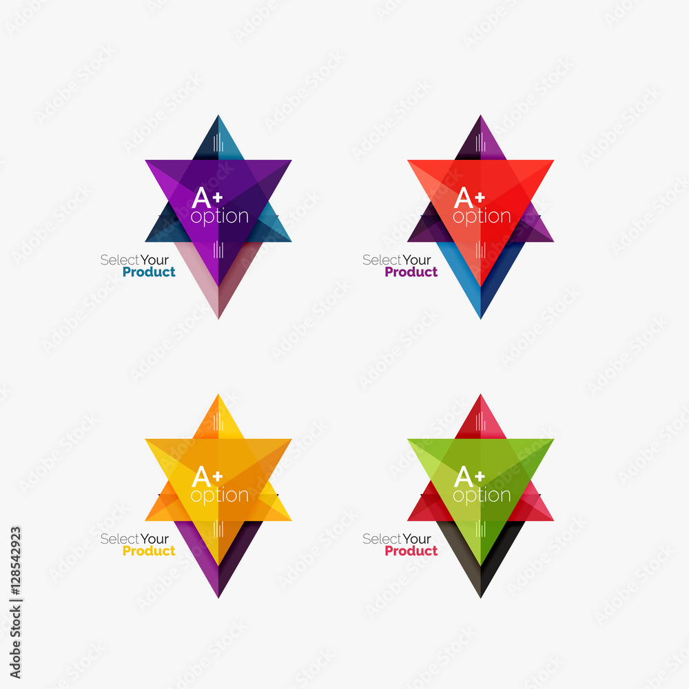 Set of triangle geometric business infographic templates Set of triangle geometric business infographic templates