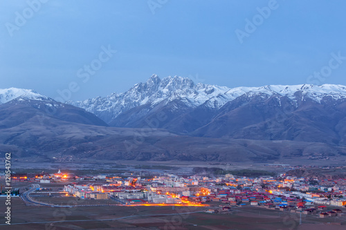 Village inclose mountain a famous landmark in Ganzi