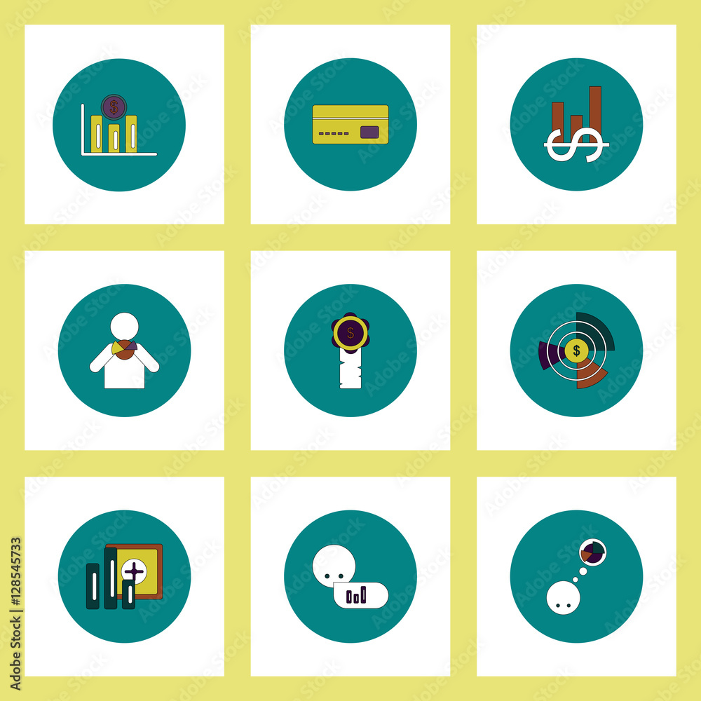 Collection of icons in flat style business statistics Collection of icons in flat style business statistics