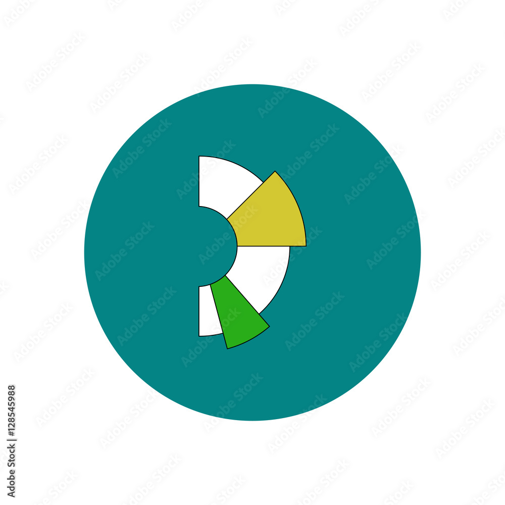 Vector illustration in flat design of Business half pie chart Vector illustration in flat design of Business half pie chart