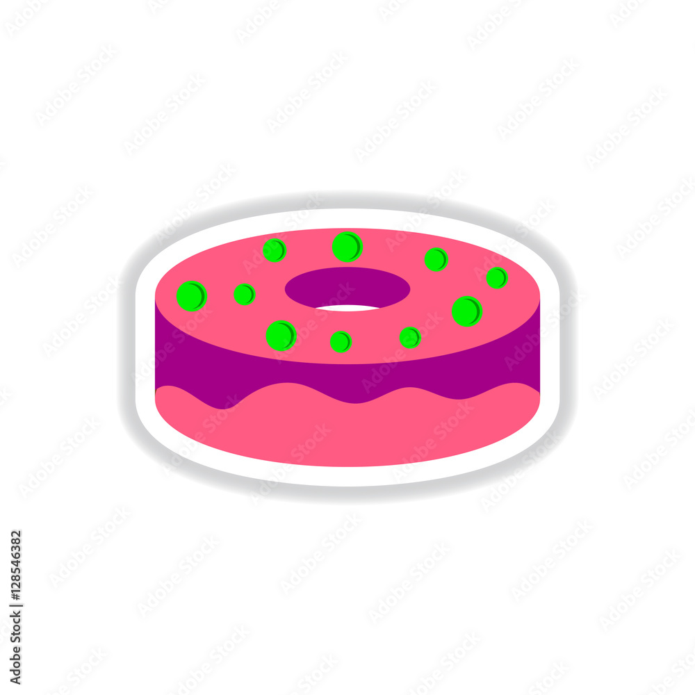 Vector illustration in paper sticker style donut Vector illustration in paper sticker style donut
