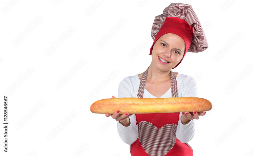 young attractive home cook woman in red apron and hat posing isolated on white background in chef and successful cooking young attractive home cook woman in red apron and hat posing isolated on white background in chef and successful cooking