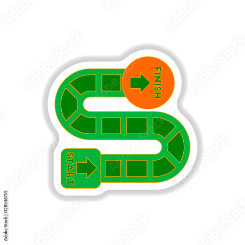 Vector illustration in paper sticker style board game map