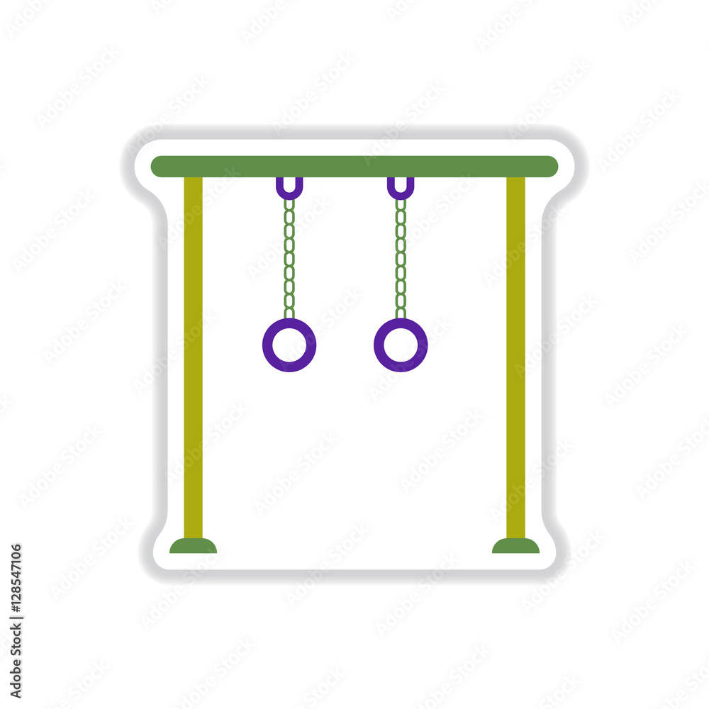 Vector illustration in paper sticker style park playground equipment rings Vector illustration in paper sticker style park playground equipment rings