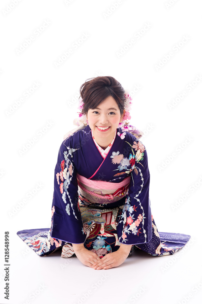 attractive asian woman wearing kimono isolated on white background attractive asian woman wearing kimono isolated on white background