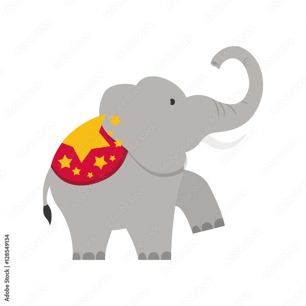 Circus elephant cartoon icon vector illustration graphic design