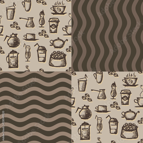 Vector seamless pattern and seamless pattern of logos for restau