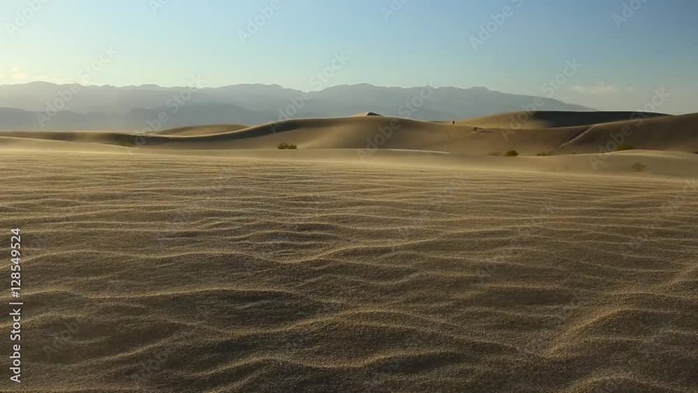 wind blowing on mesquite flat sand dunes