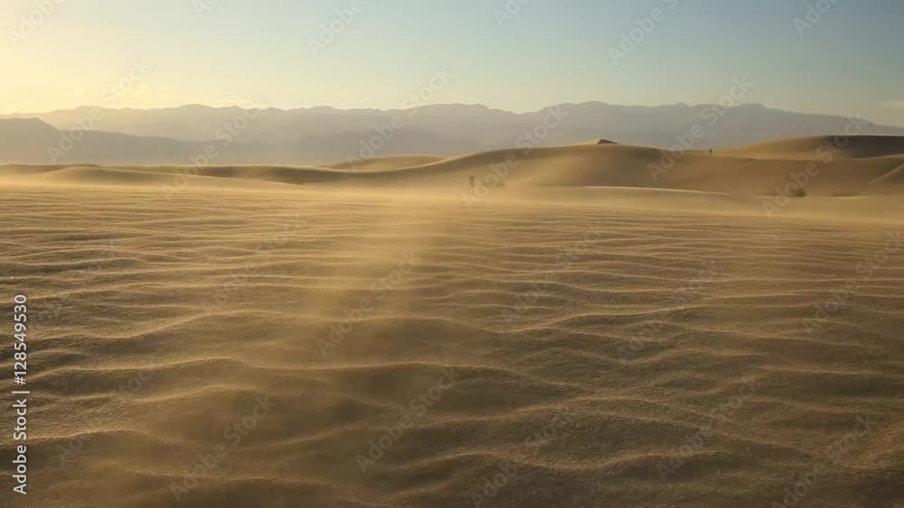 panning over the sand dunes in Death Valley