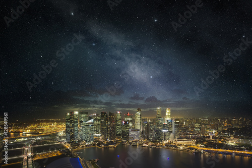 singapore skyline under a starry night sky