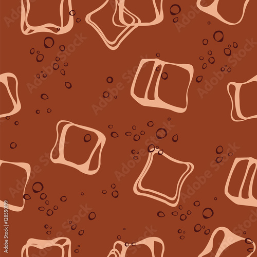 Soda pop and ice cubes seamless pattern