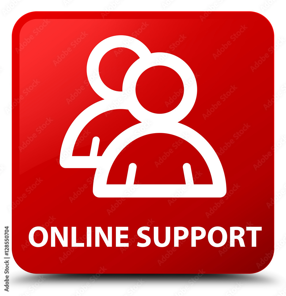 Online support (group icon) red square button Online support (group icon) red square button