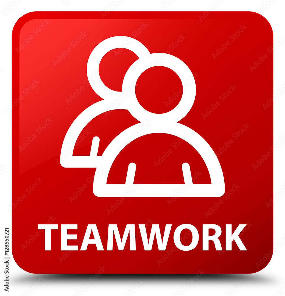 Teamwork (group icon) red square button Teamwork (group icon) red square button